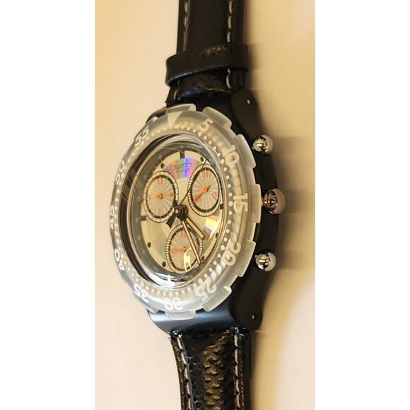 Swatch Watch BLACK RUDDER SBB100 1993 AQUACHRONO NON WORKING COLLECTORS DISPLAY - Picture 6 of 9
